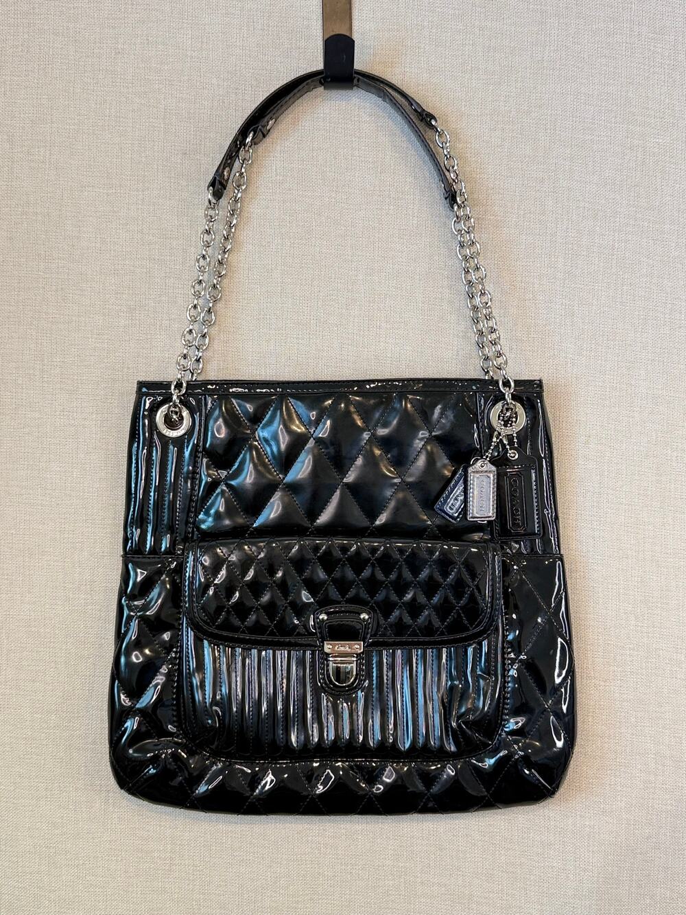 Y2K Coach F19830 Poppy Liquid Gloss Slim Tote